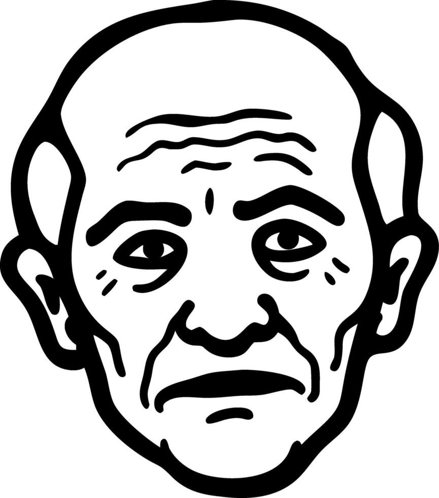 Minimalist Old Man Face Art Illustration for Tattoos and Coloring Books vector