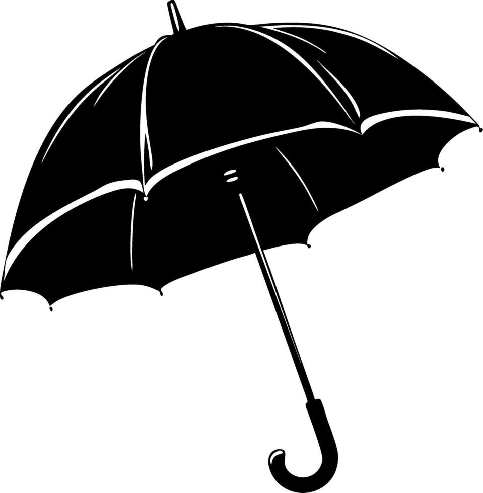 Elegant Black Umbrella Silhouette Illustration for Design Projects vector