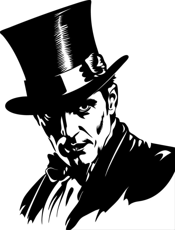 Mysterious Man in Top Hat Classic Illustration for Graphic Design vector