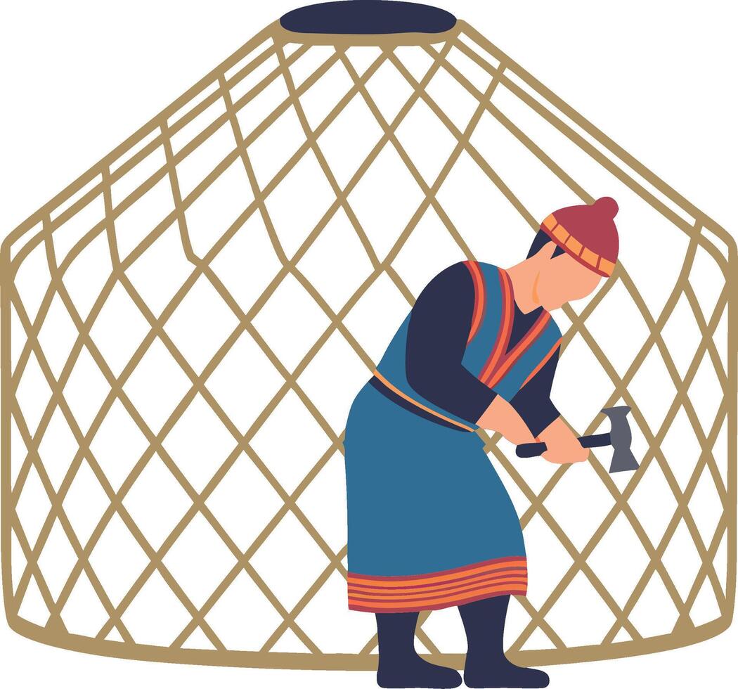 Traditional Nomad Building Yurt Illustration for Cultural and Educational Use vector
