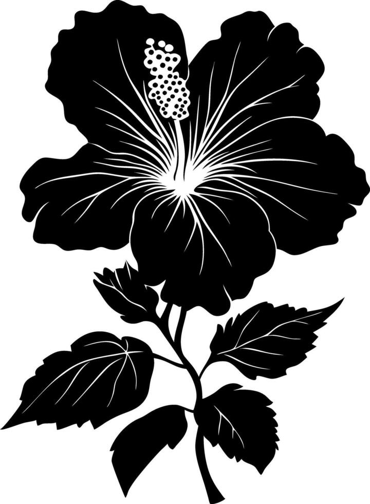 Black Silhouette Hibiscus Flower for Art Design and Decoration vector