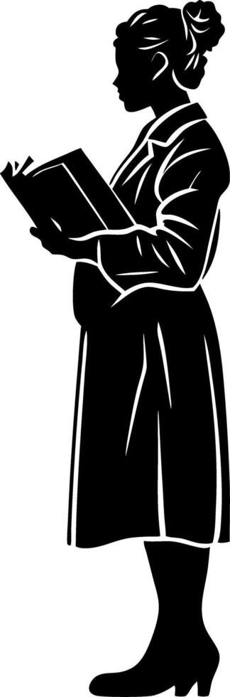 Silhouette of Woman Holding Book Art for Education and Learning Themes vector