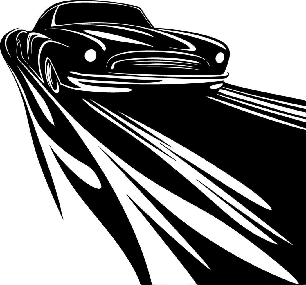 Classic Racing Car Silhouette Illustration for Retro Design Projects vector