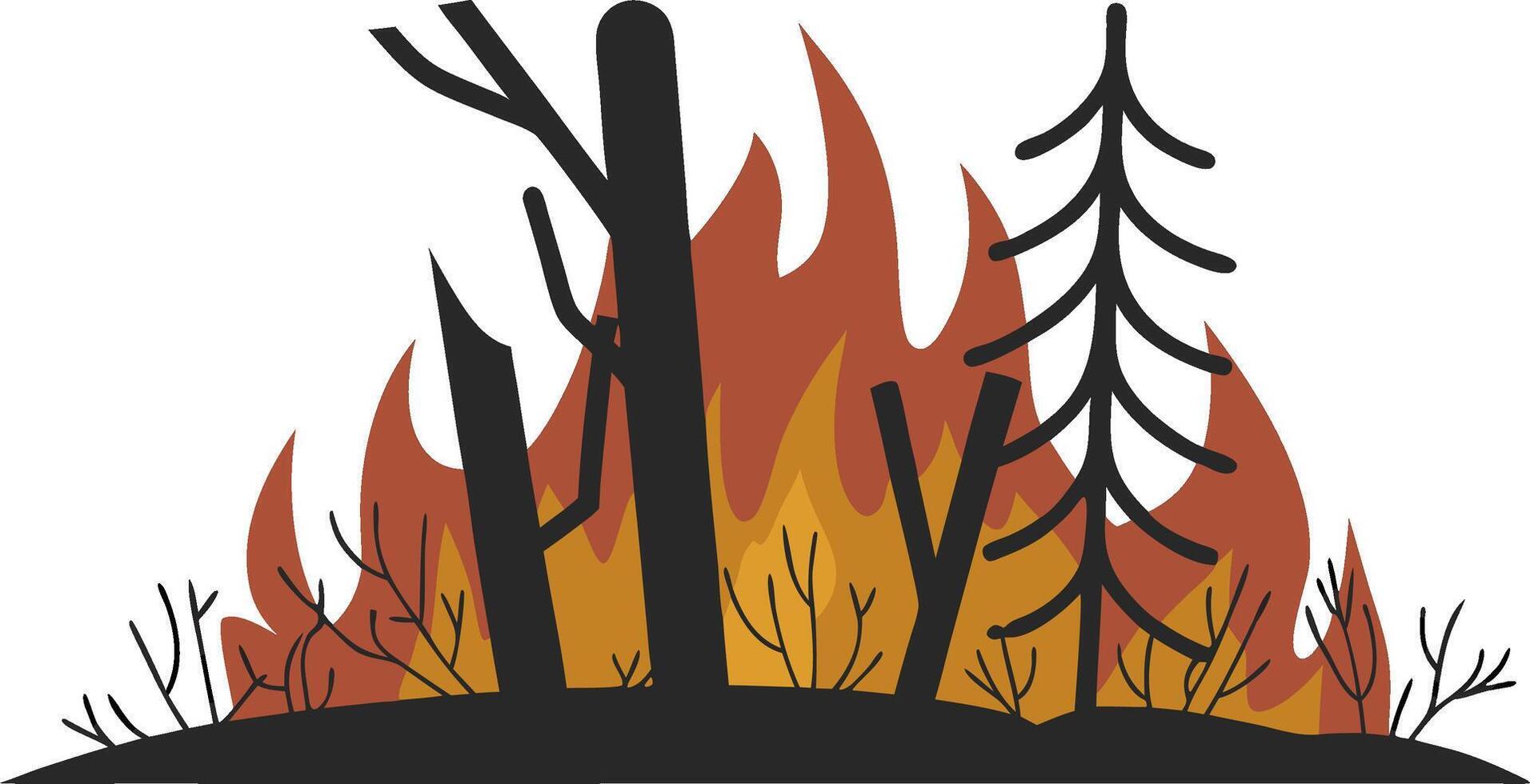 Illustration Forest Fire with Burning Trees and Flames vector