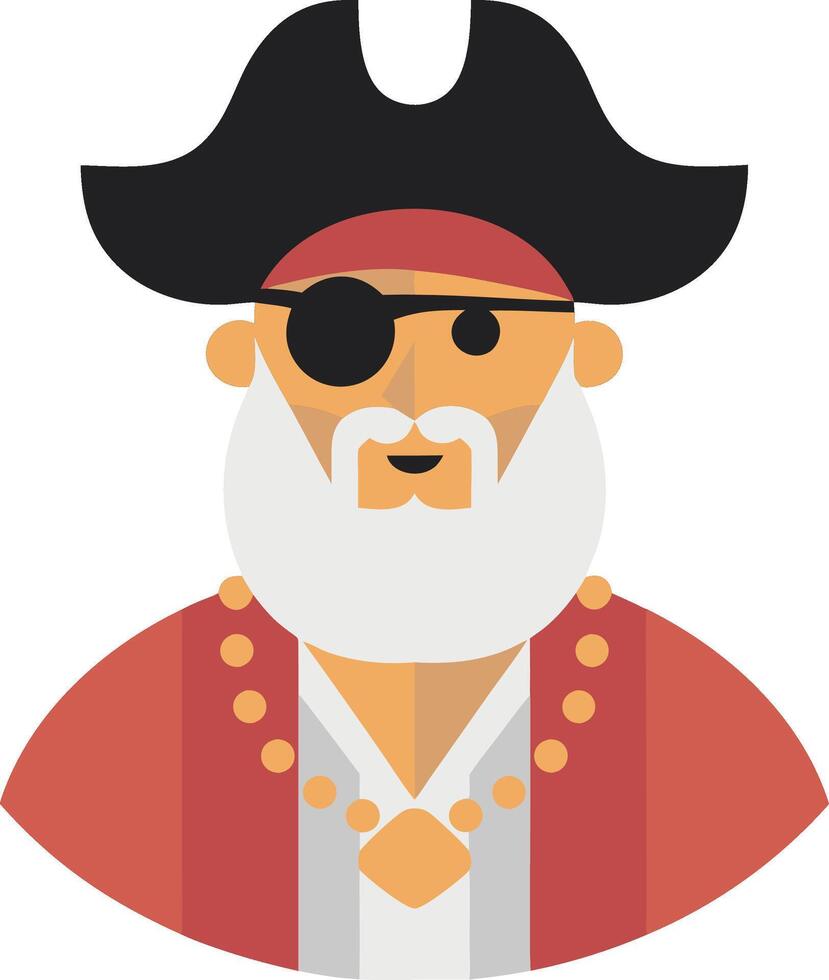 Illustration of Bearded Pirate with Eye Patch and Tricorn Hat vector