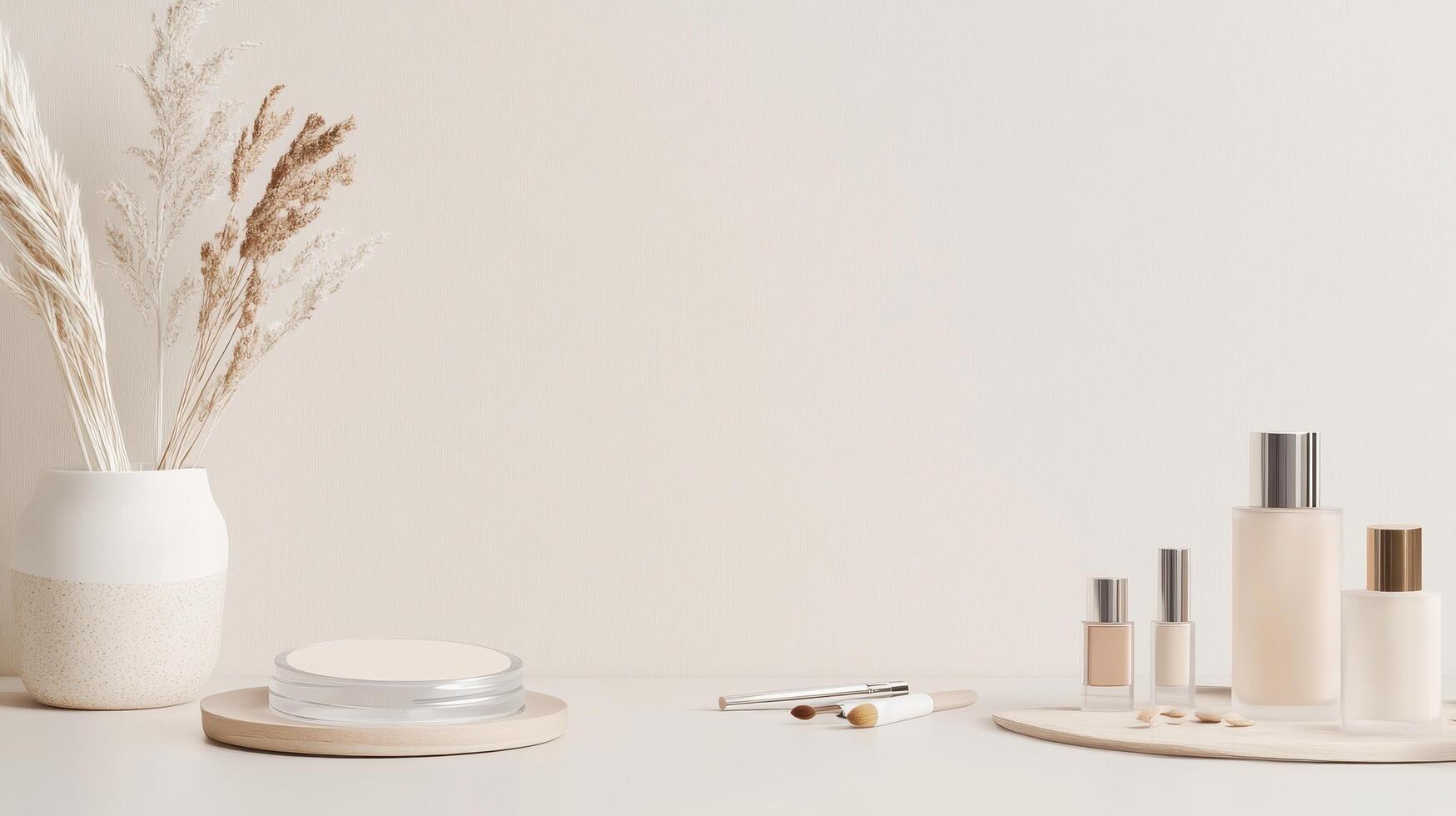 Various cosmetic products on a table photo