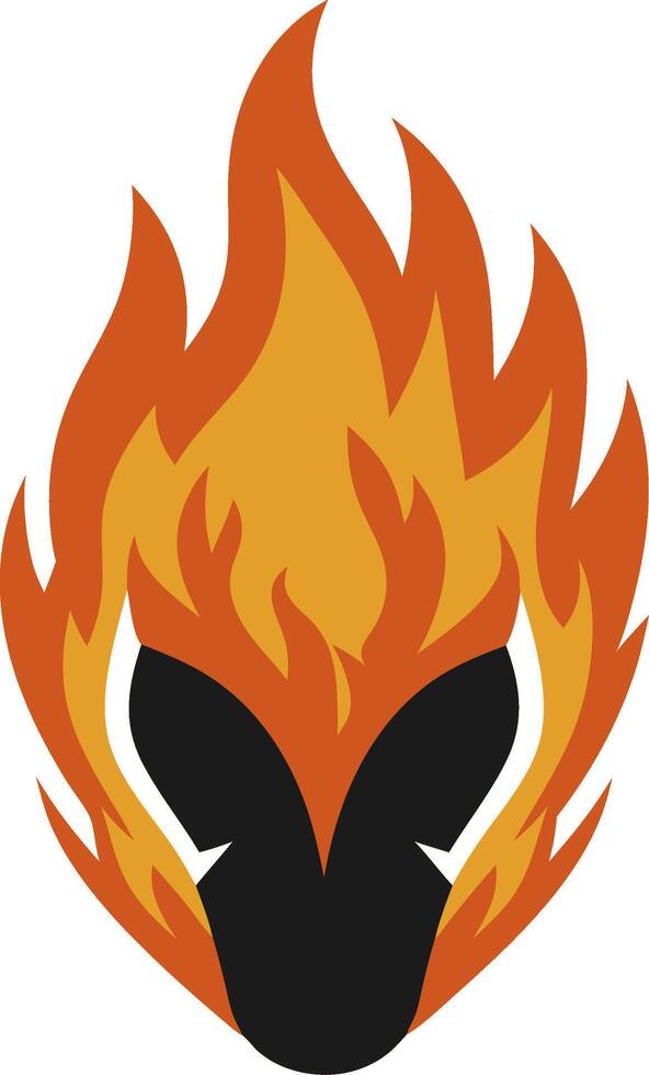 Alien Head Fiery Flames Art for Tattoo Design and Graphic Projects vector
