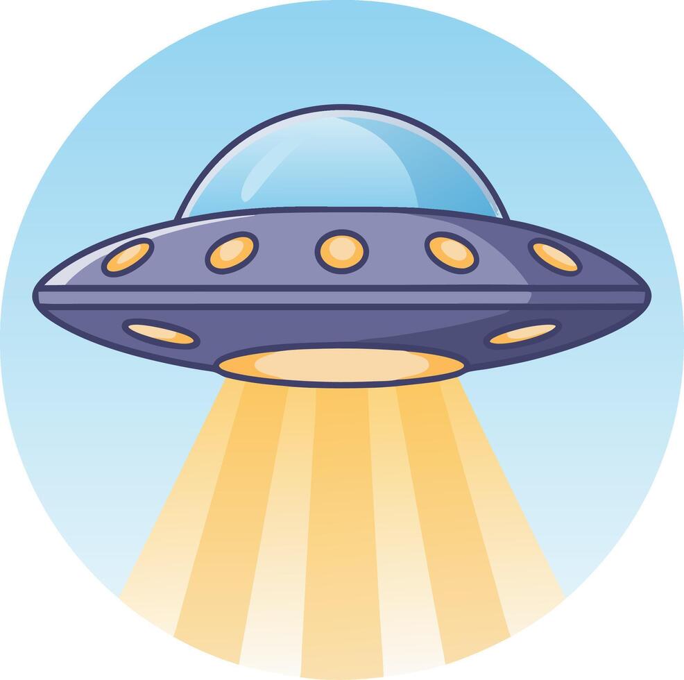 Colorful UFO Illustration with Light Beam Perfect for Sci-Fi Themes and Creative Projects vector