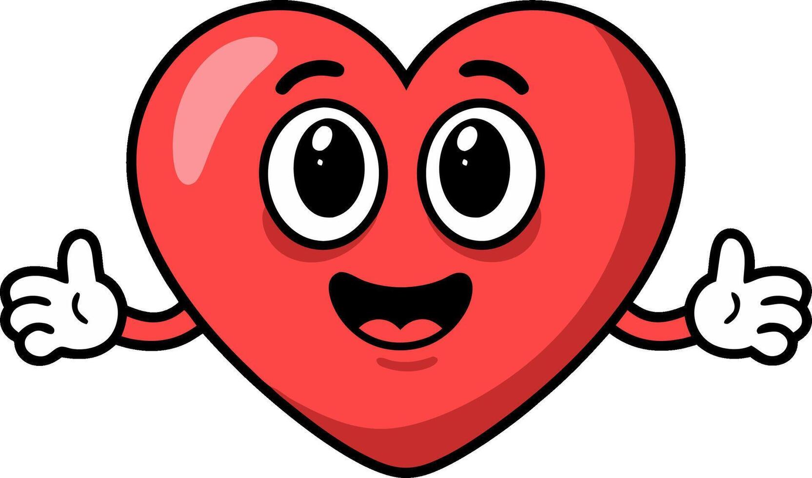 Cute Smiling Red Heart Character with Arms for Valentine's Day and Love Themes vector
