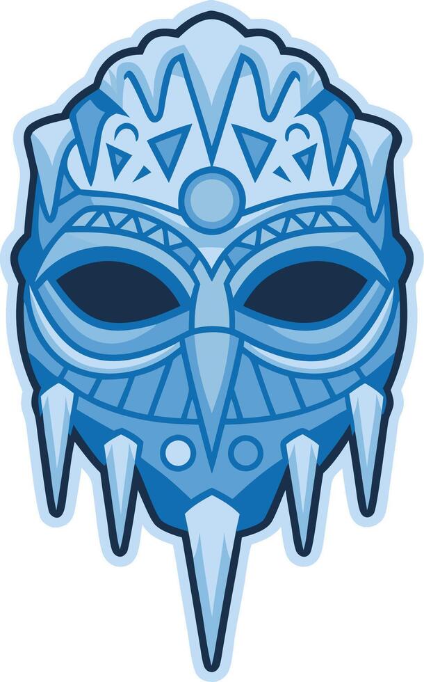 Tribal Ice Mask Blue Art for Tattoo and Coloring Design vector
