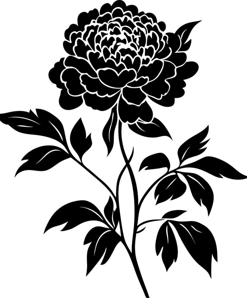 Elegant Peony Flower Art Perfect for Tattoos and Coloring Books vector