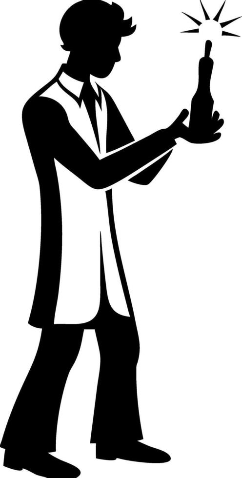 Silhouette Scientist Holding Chemicals Illustration for Educational Use vector