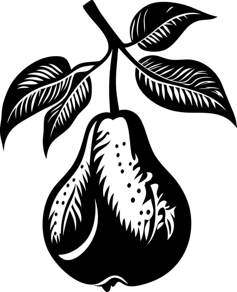 Elegant Pear Illustration with Leaves Minimalist Art Design vector
