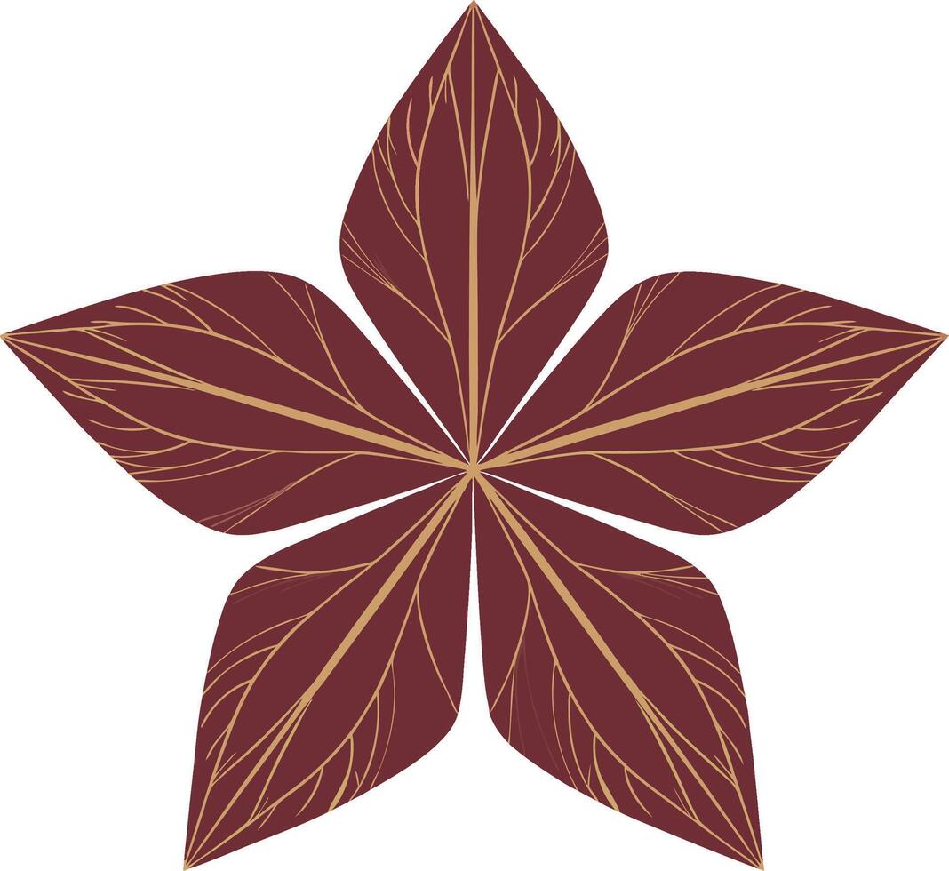 Maroon Five-Point Leaf Design for Nature and Art Projects vector