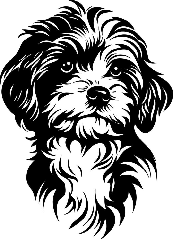 Illustration Fluffy Dog Portrait Ideal for Tattoo Designs and Coloring Books vector