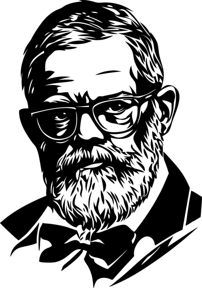 Detailed Portrait of Bearded Man with Glasses Perfect for Artistic Designs vector