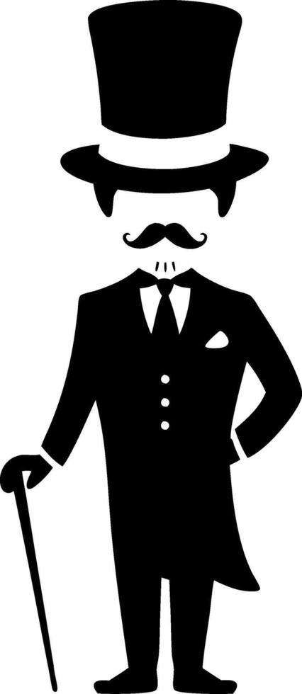 Victorian Gentleman Silhouette with Top Hat and Cane Illustration vector