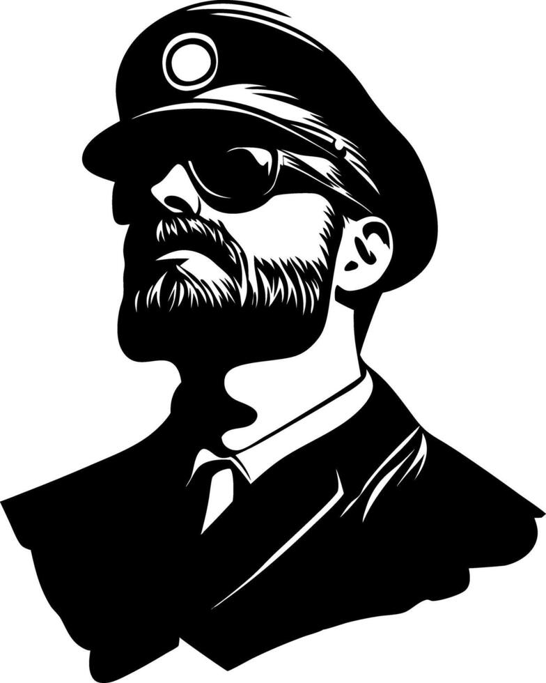 Bearded Captain in Sunglasses Design for Nautical Themed Art and Tattoo Ideas vector
