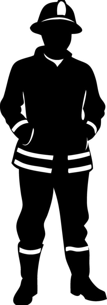 Silhouette of Firefighter in Uniform Art for Illustration and Design Projects vector