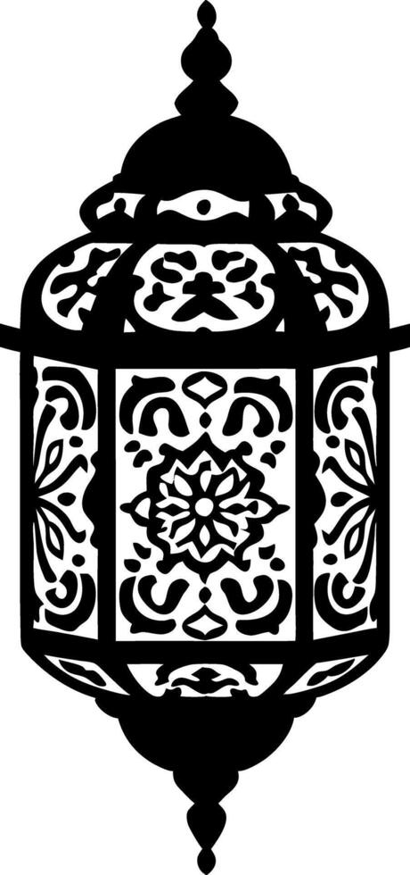 Intricate Black Moroccan Lantern Silhouette Decorative vector