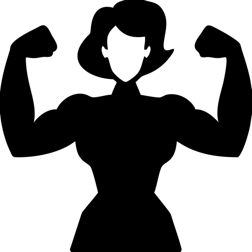 Strong Woman Silhouette Flexing Muscles Fitness Motivation Design vector