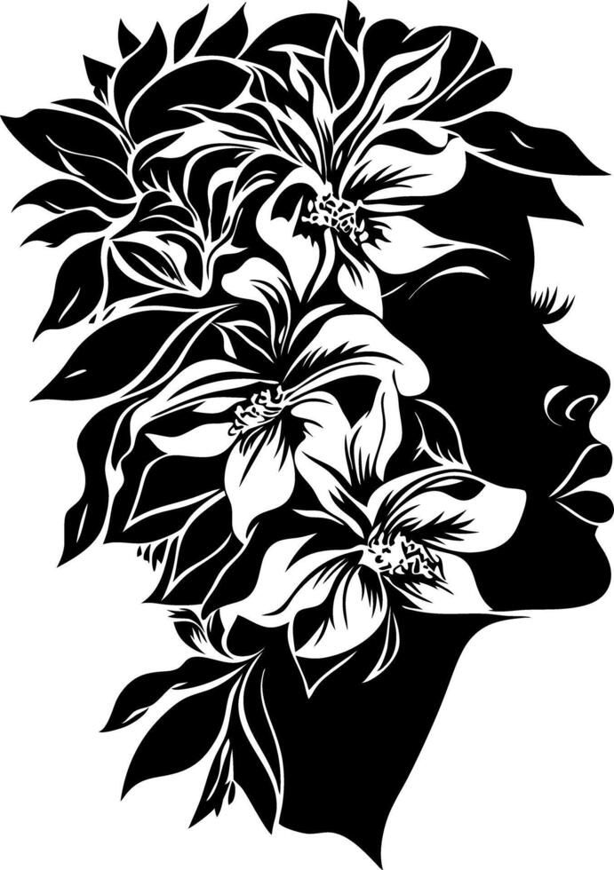 Floral Silhouette Woman Profile for Art and Design Projects vector