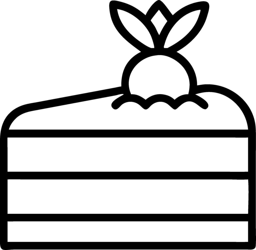 Slice of Layered Cake with Cherry Outline Perfect for Bakery Logo Design vector