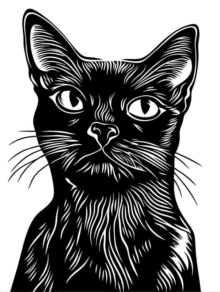 Intricate Black Cat Illustration Detailed Art for Creative Design vector