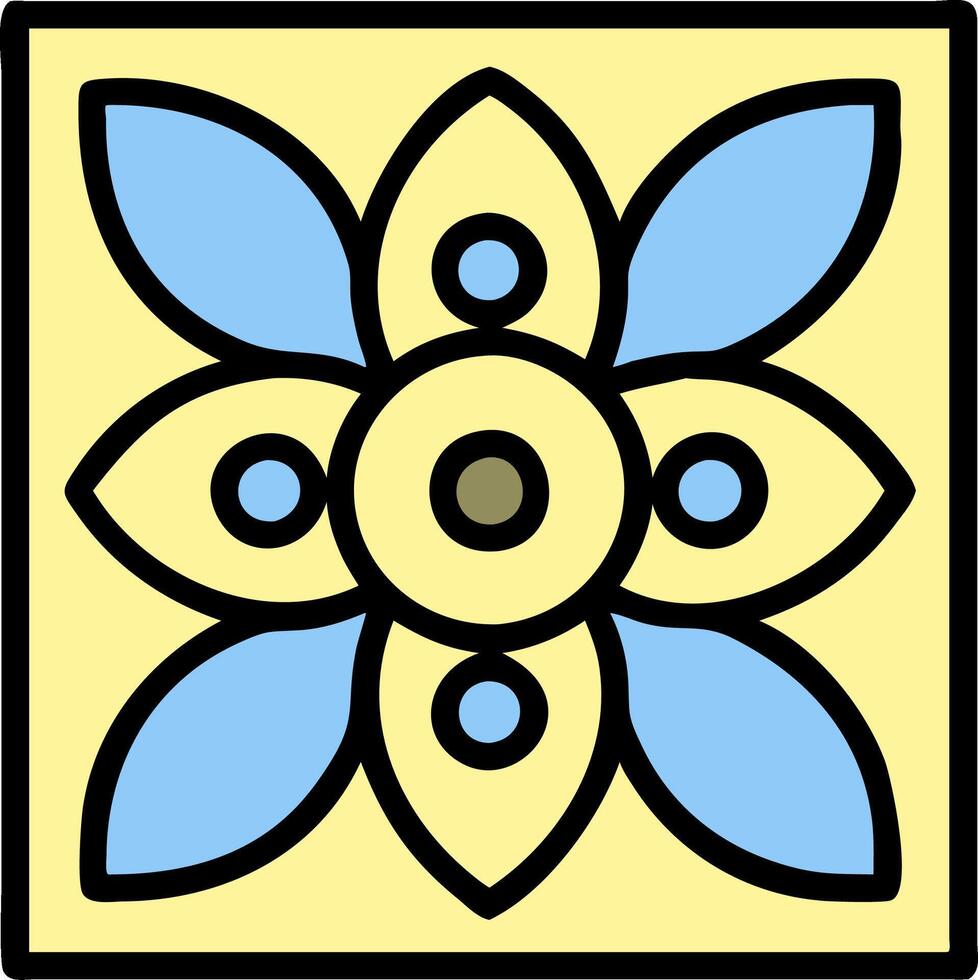 Decorative Floral Tile Design in Blue and Yellow for Home Decor and Crafts vector