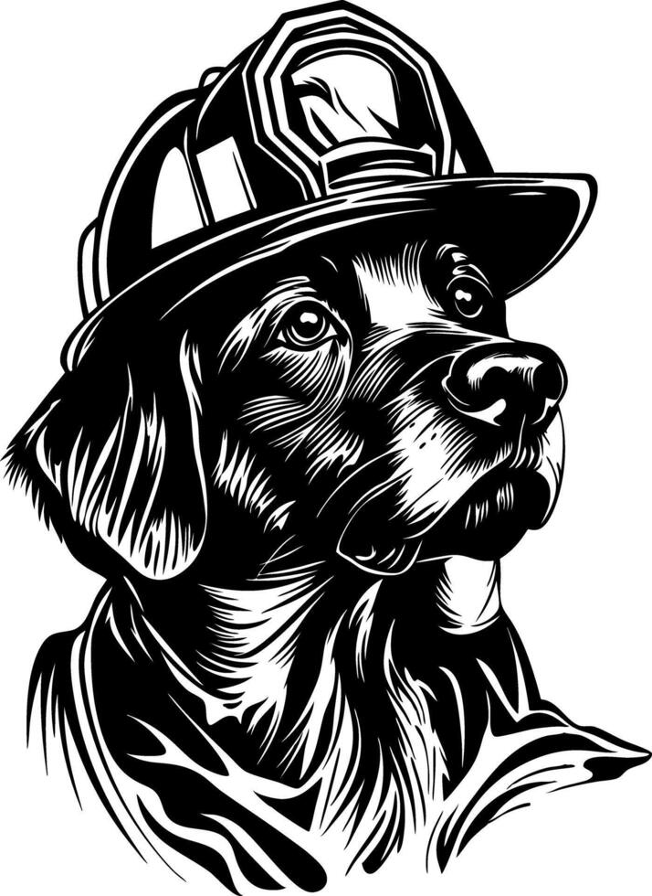 Firefighter Dog Illustration for Tattoo and Design Projects vector