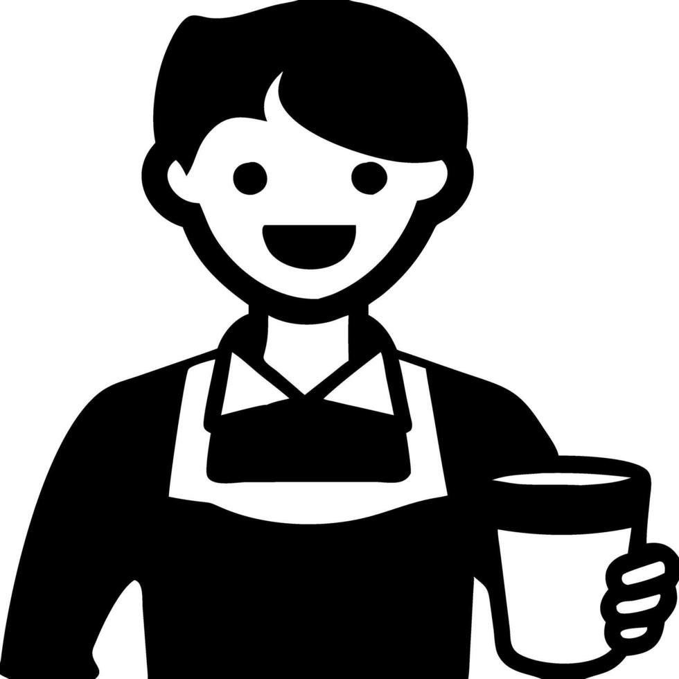 Smiling Cafe Worker Holding Coffee Cup Illustration for Cafeteria and Restaurant Use vector