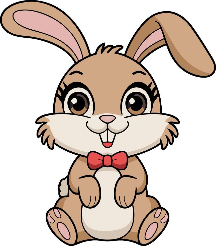 Cute Cartoon Bunny with Bow Tie Illustration for Children's Design vector