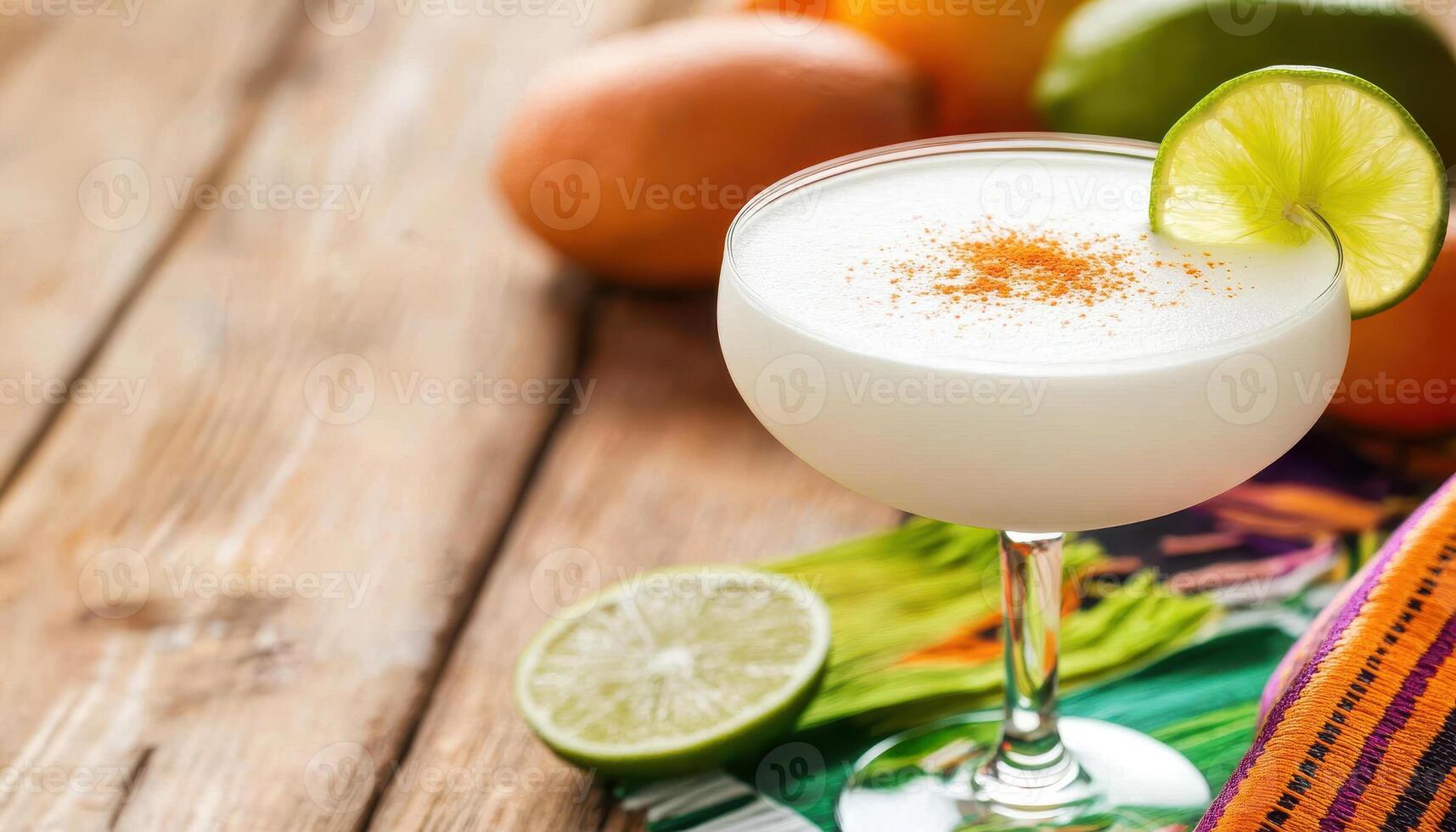 refreshing artisanal cocktail garnished with lime and spices, surrounded by fresh fruits. Perfect for summer gatherings and tropical vibes photo