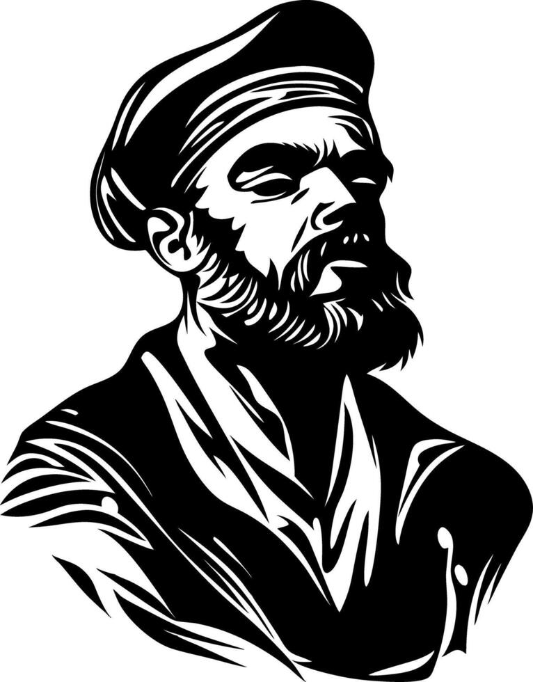 Bearded Sailor Portrait Art for Tattoo and Design vector
