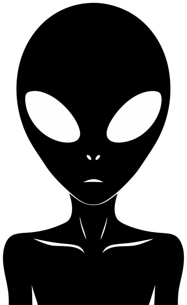 Alien Silhouette Black and White Illustration Extraterrestrial Character Design vector