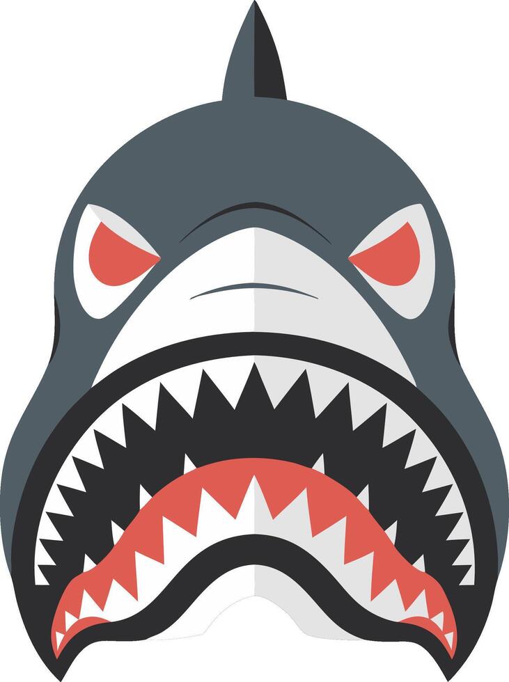 Aggressive Shark Face Illustration for Stickers and Tattoos vector