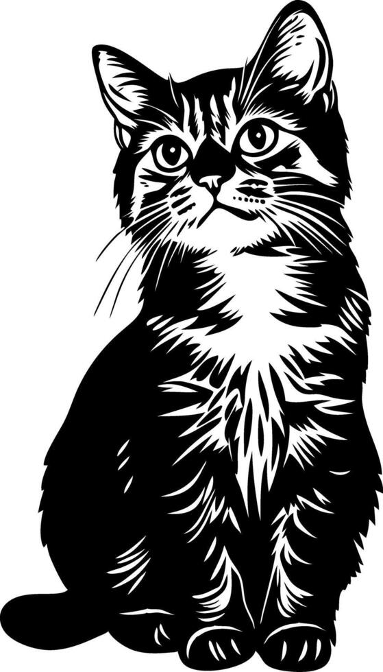 Black and White Cat Illustration for Art and Design Projects vector