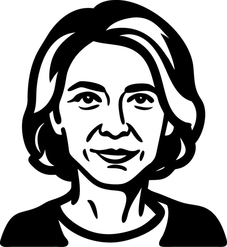 Black and White Woman Illustration for Portrait Design Projects vector