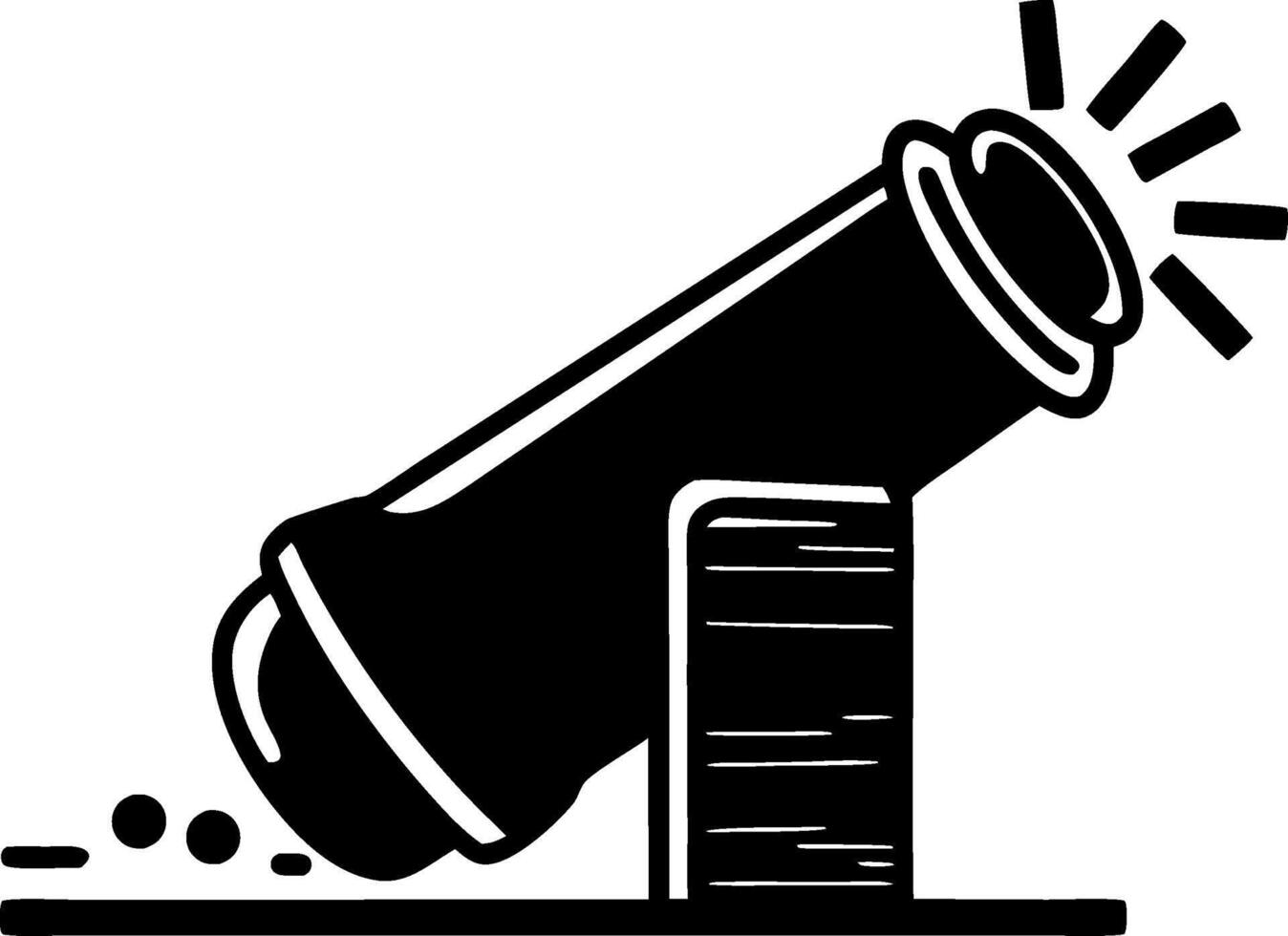 Black Cannon Silhouette for Historical Warfare and Graphic Design Use vector