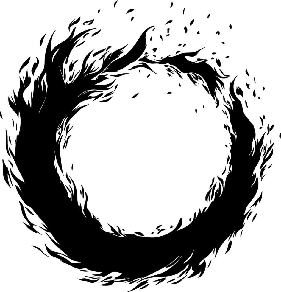 Abstract Black Ink Fire Circle for Design and Decoration vector