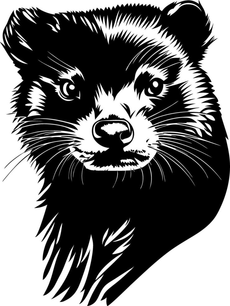 Black and White Ferret Face Illustration for Tattoo and Design vector