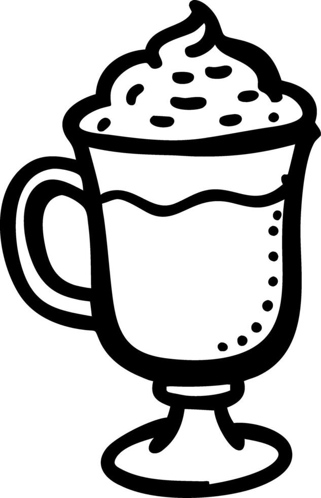 Black and White Hot Beverage Mug with Whipped Cream Illustration vector