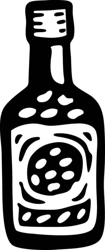 Black and White Retro Bottle Illustration for Design and Print Media vector