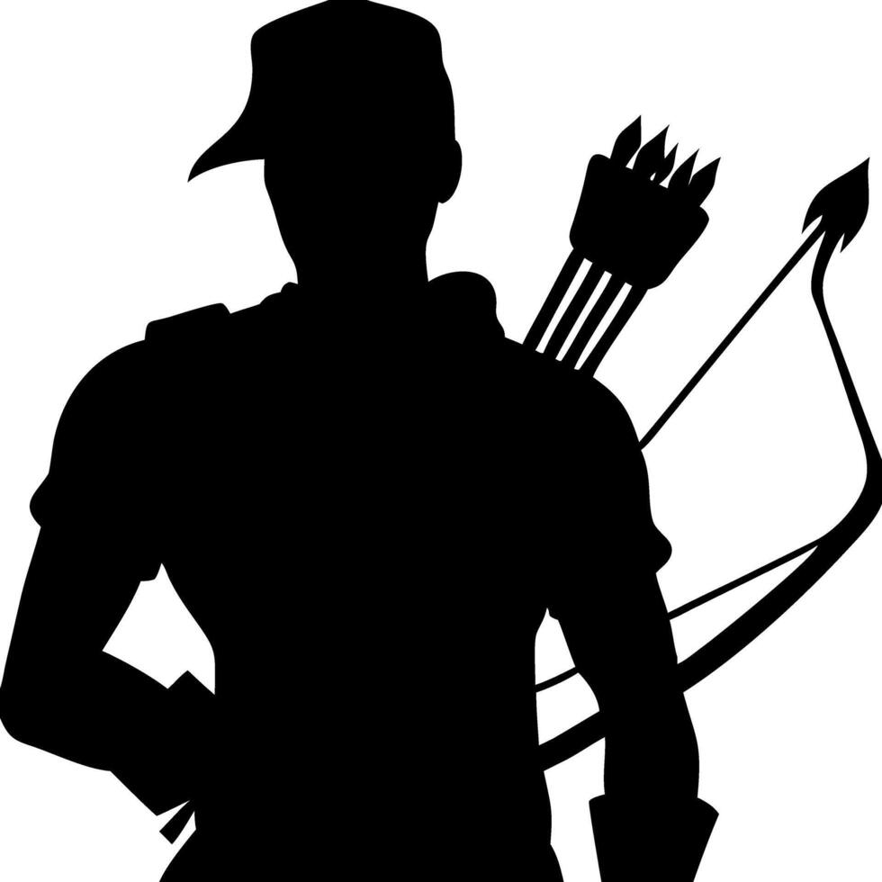 Archer Silhouette with Bow and Quiver Illustration for Art and Design Projects vector