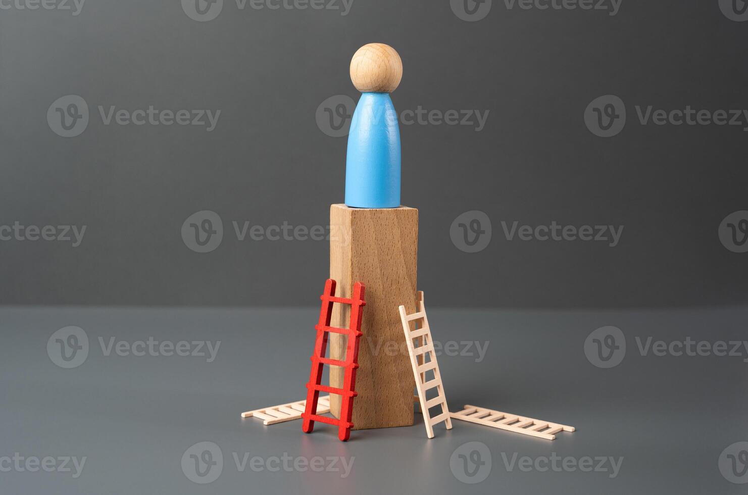 Reach the top after many attempts. Career success. Loneliness. Education and acquiring new skills. Credit lines and financial instruments to help to succeed. photo
