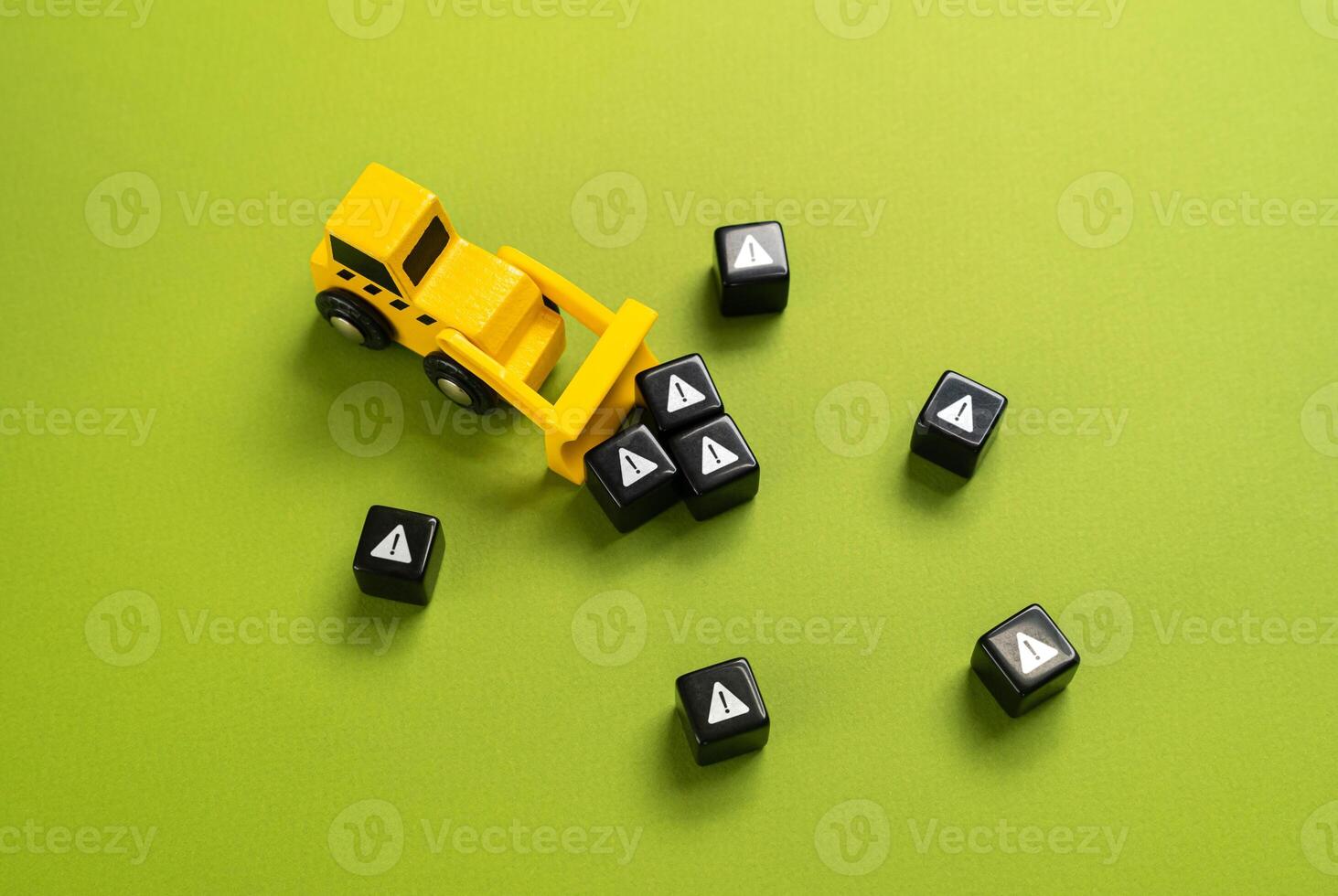A bulldozer removes scattered CO2 blocks. Reducing environmental pollution with greenhouse gases. Capture and process harmful substances. Caring for nature. Legislative initiatives to reduce pollution photo