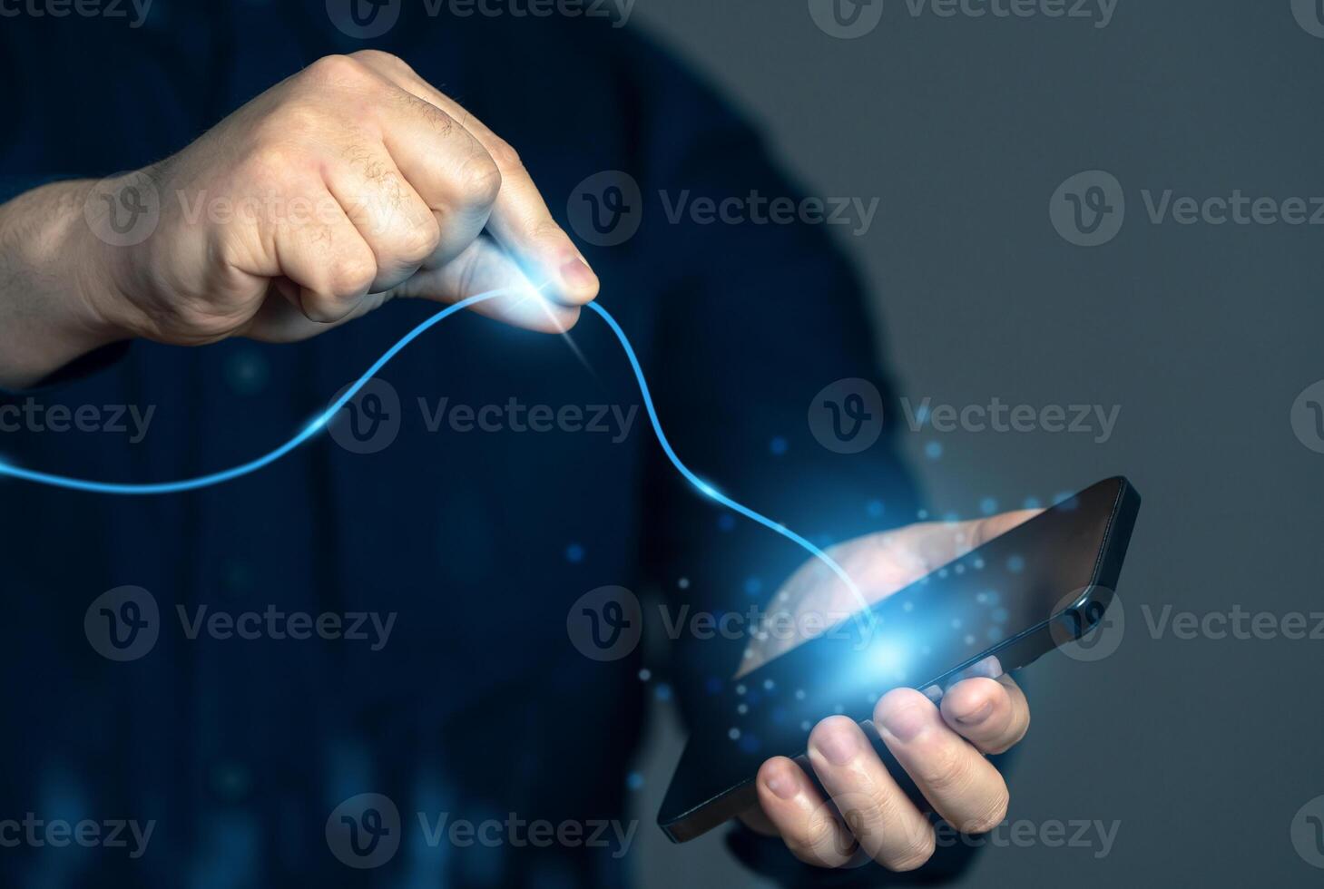 Connections and networking. Unravel the tangle of problems. Trace the thread. Technologies and Internet of Things. Communication and connectivity. photo