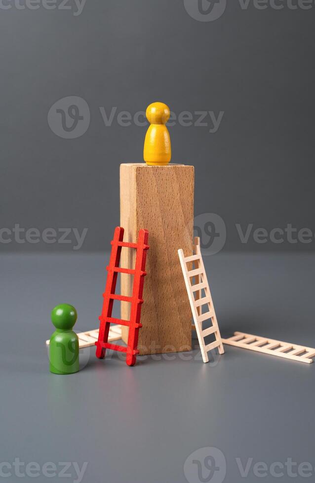 Getting to the top doesn't happen on the first try. Career success. Loneliness. Education and acquiring new skills. Credit lines and financial instruments to help to succeed. photo