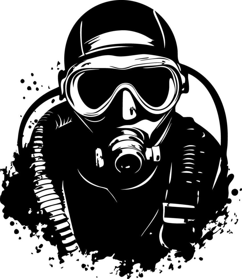 Gas Mask Diver Illustration for Adventure and Safety Themed Designs vector