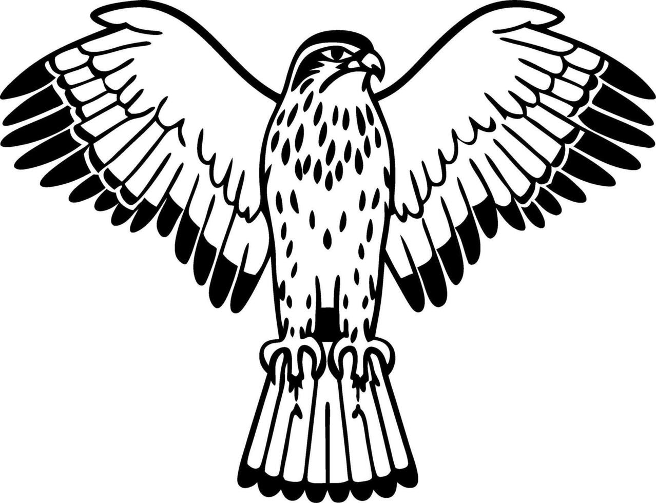 Majestic Hawk Illustration with Outstretched Wings for Tattoo and Design vector